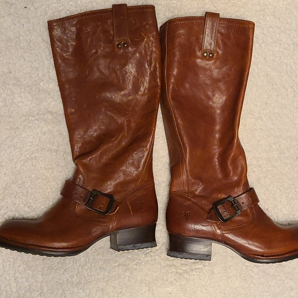 Frye leather boots with buckle size 6
